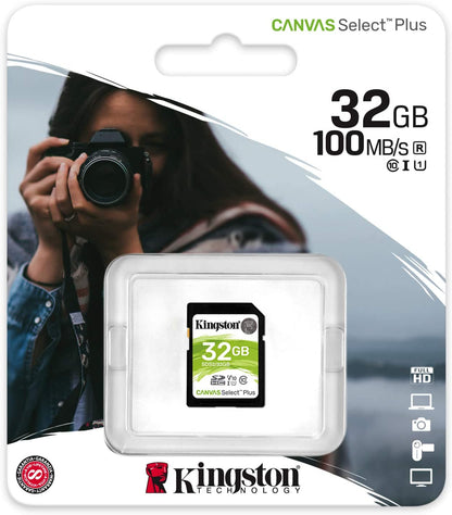 Kingston 32GB SDHC Canvas Select Plus 100MB/s Read Class 10 UHS-I U1 V10 Memory Card (SDS2/32GB)