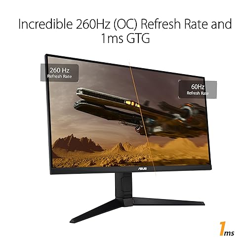 ASUS TUF Gaming 27” 1440P Gaming Monitor (VG27AQML1A) - QHD (2560 x 1440), 260Hz, 1ms, Fast IPS, Extreme Low Motion Blur Sync, G-SYNC compatible, FreeSync Premium, Variable Overdrive, DisplayHDR 40 27" Fast IPS QHD 260Hz G-SYNC Height Adjust Monitor