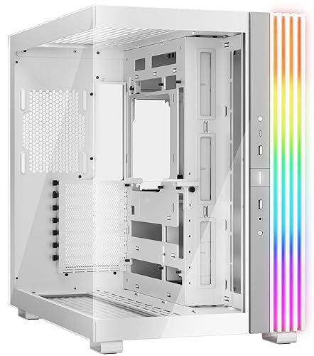 be quiet! Light Base 600 DX White PC Case, Stunning Panoramic View, Show Case, Dual Chamber Design, Solid ARGB LED Strip, Inverted and Horizontal Usable, Backside Connector Design White Light Base 600 DX