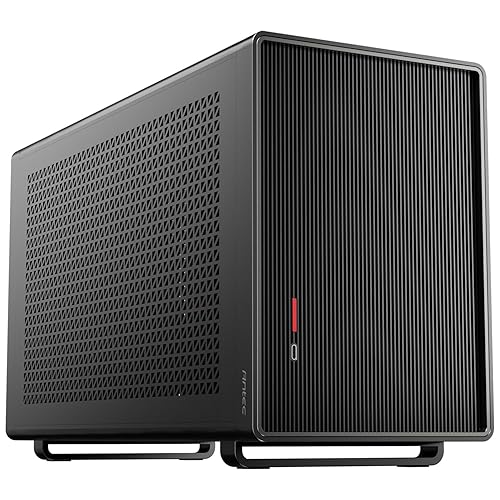 Antec Performance 1 M Black, Fans Not Included, High Airflow Solid Panels, RTX40 Compatible, 2 x 140mm Fans Support, PCIe 4.0 Riser Cable, CNC & Aluminum Crafted, Type-C, Mini ITX Gaming Case