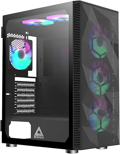 Montech X3 Mesh 6pcs, 3 x 140mm& 3 x 120mm Fixed RGB Lighting Fans ATX Mid-Tower PC Gaming Case, USB3.0, Door Open Tempered Glass Side Panel, High Airflow, Black Black X3 MESH Black