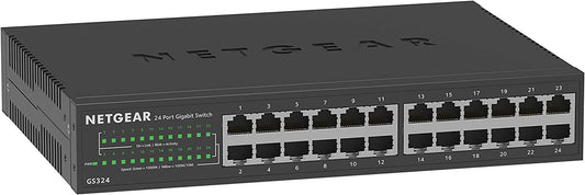 NETGEAR 24-Port Gigabit Ethernet Unmanaged Switch (GS324) - Desktop, Wall, or Rackmount, Silent Operation 24 port