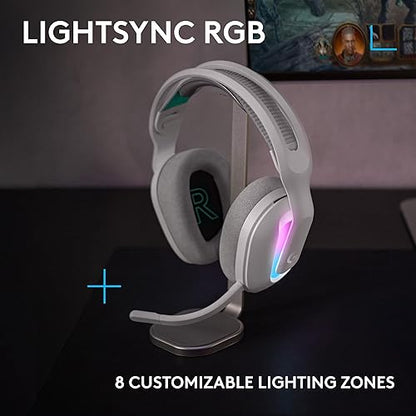 Logitech G522 Lightspeed Wireless Gaming Headset, LIGHTSYNC RGB, Full Bandwidth Mic & Advanced Synchronized Audio, Tri-Connectivity with Lightspeed, Bluetooth, USB-A to USB-C for PC - White