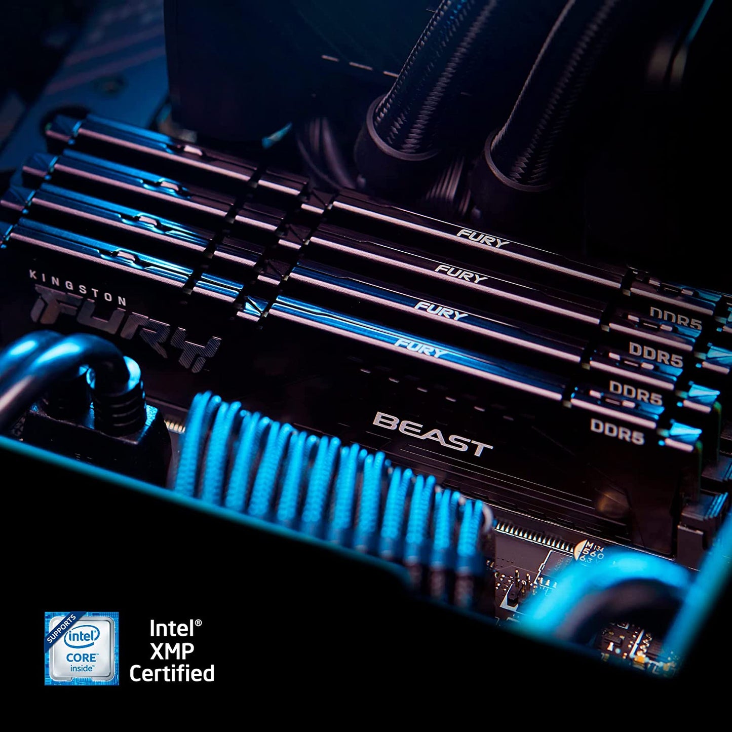 Kingston Technology Fury Beast Black 64GB 4800MT/s DDR5 CL38 XMP 3.0 Ready Computer Memory (Kit of 2) KF548C38BBK2-64 4800MT/s Ram Only 64GB (2x32GB)