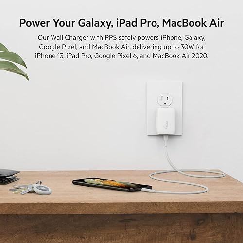 Belkin 30 Watt USB C Wall Charger - USB Type C Charger Fast Charging for Apple iPhone 14, 14 Pro, 14 Pro Max, 13, 13 Pro, 13 Pro Max, Galaxy S21 Ultra, iPad, AirPods & More - USBC Charger (Pack of 2) 30W 2-pack