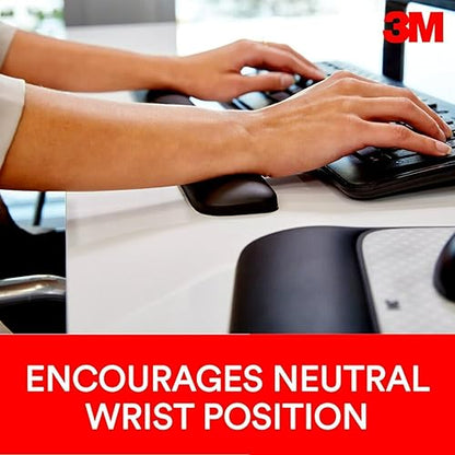 3M Keyboard Wrist Rest, 19" Long, Black Satin, Ergonomic Gel Wrist Rest for Keyboards