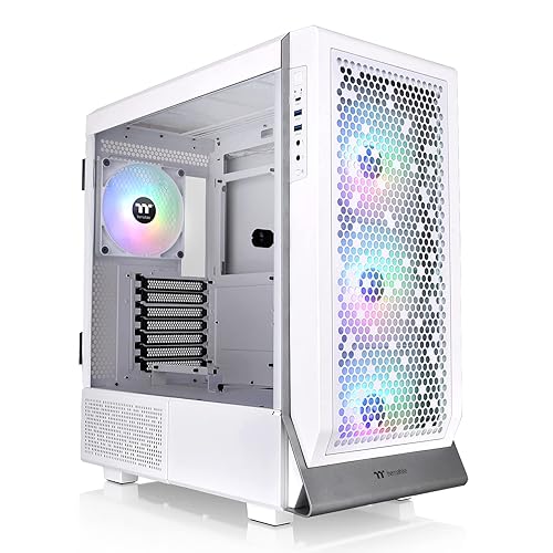 Thermaltake Ceres 500 Snow Edition Mid Tower E-ATX Computer Case with Tempered Glass Side Panel; 4 Preinstalled PWM ARGB Fans; Rotational PCIe Slots & GPU Holder; CA-1X5-00M6WN-00; 3 Years Warranty