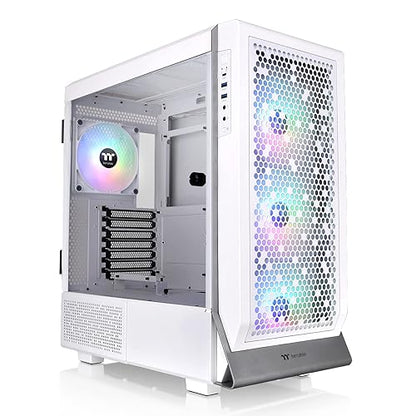 Thermaltake Ceres 500 Snow Edition Mid Tower E-ATX Computer Case with Tempered Glass Side Panel; 4 Preinstalled PWM ARGB Fans; Rotational PCIe Slots & GPU Holder; CA-1X5-00M6WN-00; 3 Years Warranty