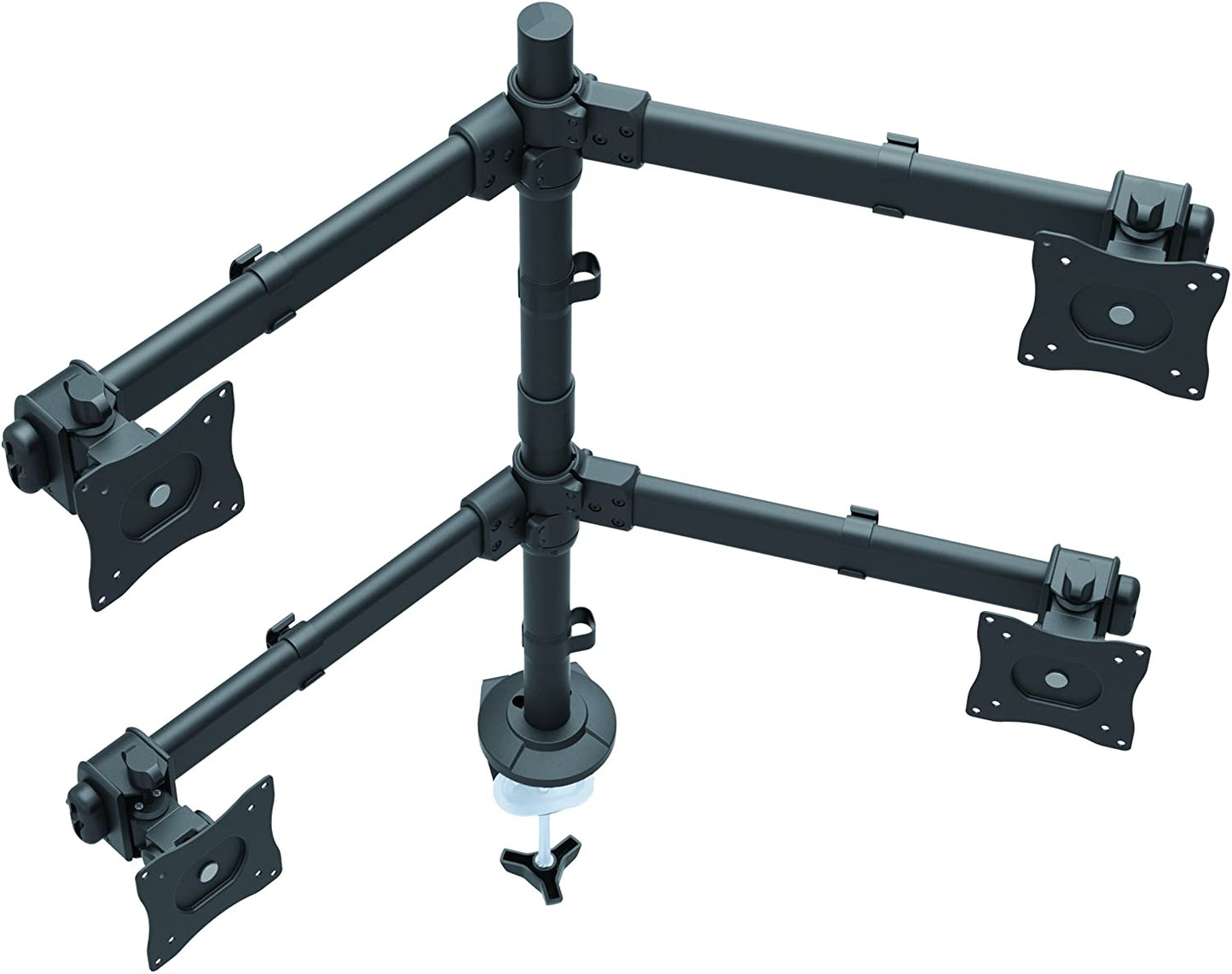 StarTech.com Desk Mount Quad Monitor Arm - Ergonomic VESA 4 Monitor Mount 2x2 up to 27" - Articulating &amp; Height Adjustable Pole Mount - Tilt/Swivel/Rotate LCD/LED Screen - Clamp/Grommet (ARMQUAD) Desk &amp; Grommet Clamp Black