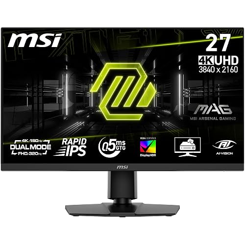 MSI MAG 272URDF E16 27-inch 3840 x 2160 (UHD) Gaming Office Monitor, 160Hz, Adaptive-Synch, HDR Ready, HDMI, VGA Port,VESA Mountable, Tilt, 4-Side Slim Bezel,0.5ms, Black