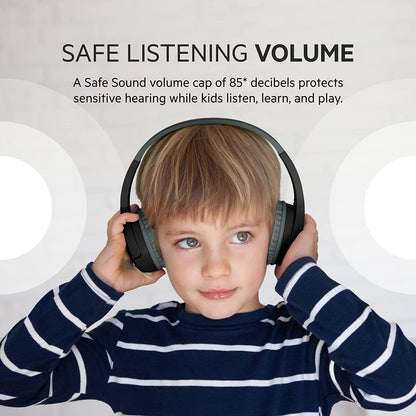 Belkin SOUNDFORM Mini Kids Wireless Headphones with Built in Mic, 30 Hours Playtime, Bluetooth 5.0 or Wired Connection, On Ear Headsets for Travel, School - Compatible with iPads, Galaxy, Tablet–Black Black No Case