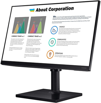 Samsung business Samsung FT45 Series 27-Inch FHD 1080p Computer Monitor, 75Hz, IPS Panel, HDMI, USB Hub, Height Adjustable Stand, 3 Yr WRNTY (LF27T450FQNXGO)