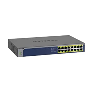 NETGEAR 16-Port Gigabit Ethernet Unmanaged PoE Switch (GS516PP) - with 16 x PoE+ @ 260W, Desktop or Rackmount, and Limited Lifetime Protection 16 port | 16xPoE+ 260W