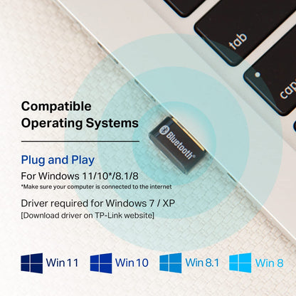 TP-Link USB Bluetooth Adapter for PC(UB400), 4.0 Bluetooth Dongle Receiver Support Windows 11/10/8.1/8/7/XP for Desktop, Laptop, Mouse, Keyboard, Printers, Headsets, Speakers, PS4/ Xbox Controllers