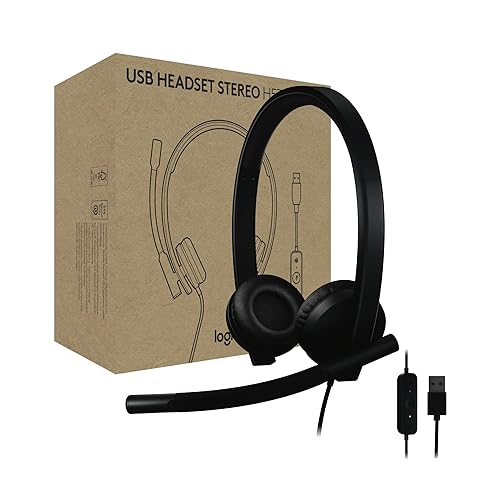 Logitech H570e USB Headset with Microphone for PC and Mac, USB-A Wired Headset with Stereo Sound, Noise-Canceling Mics and Inline Controls, Certified for Microsoft Teams, Black Teams Version Stereo, USB-A