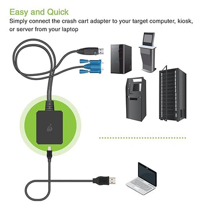 IOGEAR Portable USB Crash Cart Adapter – Plug-N-Play – Programmable Macros and Hotkeys (GUC211V) VGA