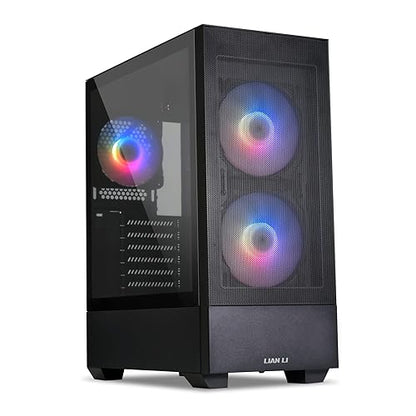 Lian-Li High Airflow ATX PC Case, RGB Gaming Computer Case, Mesh Front Panel Mid-Tower Chassis w/ 3 ARGB PWM Fans Pre-Installed, USB Type-C Port, Tempered Glass Side Panel (LANCOOL 205 MESH C, Black) LANCOOL 205 MESH RGB - TYPE C - ATX - Black