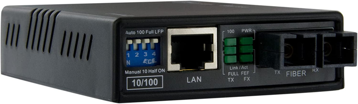 StarTech.com Multimode (MM) SC Fiber Media Converter for 10/100Mbps Network - Ethernet to SC MM Fiber Media Converter - 2 km / 1.2 m (MCM110SC2) No Chassis Mount 2km | 10/100 Mbps