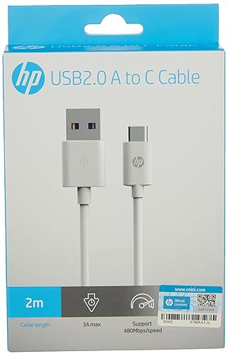 HP USB 2.0 A to Type C Cable, 2 m Length