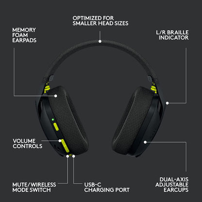 Logitech G435 LIGHTSPEED and Bluetooth Wireless Gaming Headset - Lightweight over-ear headphones, built-in mics, 18h battery, compatible with Dolby Atmos, PC, PS4, PS5, Nintendo Switch, Mobile - Black Black Headset Only