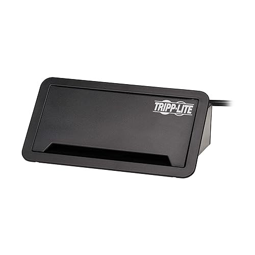 Tripp Lite in-Desk 2-Outlet Power + 5-USB Charging Dock - Phone, Ethernet & HDMI Ports for Cable Management - 4 USB-A & 1 USB-B Ports, Hinged Door, 10 ft Cord, (PS222DATAM)