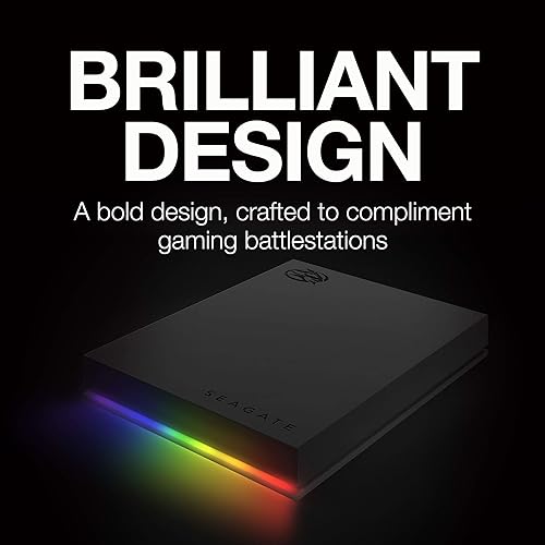 Seagate FireCuda Gaming Hard Drive External Hard Drive 1TB - USB 3.2 Gen 1, RGB LED Lighting for PC and Mac with Rescue Services (STKL1000400) Gaming HDD 1TB Gaming