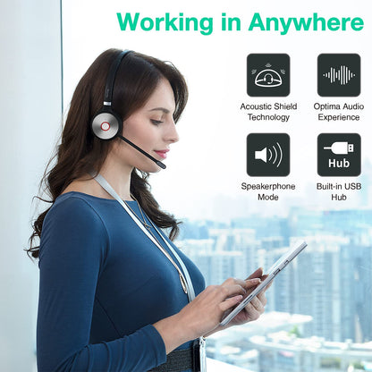 Yealink WH66 Wireless Headset Bluetooth Headset with Microphone Zoom Teams Certified DECT Headset for Office VoIP Phone IP Phone Teams Phone Workstation for UC Communication MONO