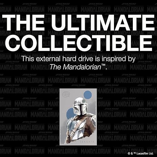 Seagate The Mandalorian Drive Special Edition FireCuda External Hard Drive 2TB Officially-Licensed - 2.5 Inch USB 3.2 Gen 1 Blue LED RGB Lighting With Rescue Services (STKL2000405)