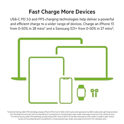 Belkin BoostCharge Pro 65W Dual USB-C GaN Wall Charger, Multi-Port Charger w/ 2X USB-C PD 3.0 Fast Charge Ports for MacBook, iPhone, iPad, Galaxy, Google Pixel, & More + USB-C to USB-C Cable - White Includes USB-C to USB-C Cable