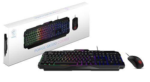 MSI Forge GK100 Combo – Gaming RGB Keyboard & Mouse Set, 19-Key Anti-Ghosting, 6400 DPI Optical Sensor