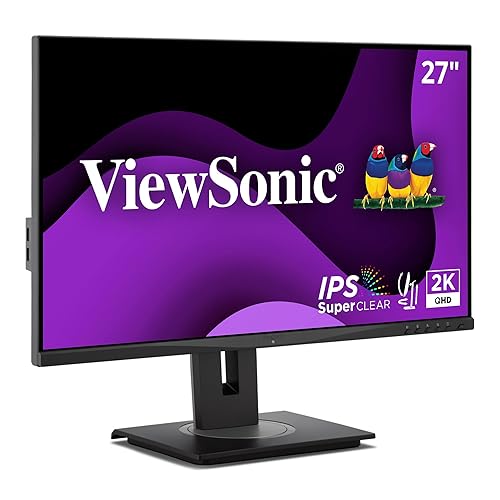 ViewSonic VG2748A-2K 27 Inch IPS QHD Ergonomic Monitor with Ambient Light Sensor, Auto Screen Dimmer, Screen Privacy Alert, USB Hub, DisplayPort, HDMI, and VGA for Home and Office