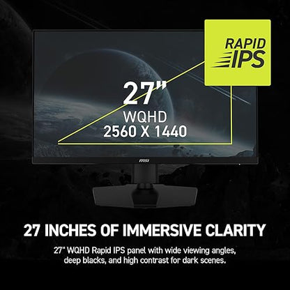 MSI MAG 274QPF E20 27-inch 2560 x 1440 (WQHD) Gaming Monitor, 200Hz, AMD Adaptive-Sync, HDR Ready, HDMI, VGA Port,VESA Mountable, Tilt, 4-Side Slim Bezel, 0.5ms, Black