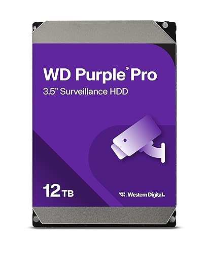 Western Digital 12TB WD Purple Pro Surveillance Internal Hard Drive HDD - SATA 6 Gb/s, 512 MB Cache, 3.5" - WD122PURP