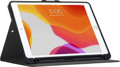 Targus VersaVu Apple iPad (7/8/9th Gen) 10.2-inch, iPad Air 10.5-inch, and iPad Pro 10.5-inch, Slim Lightweight Smart Shell Stand, Shock Proof, Audio Boost, Secure Closure, Black (THZ863GL) iPad (8th and 7th gen) Black