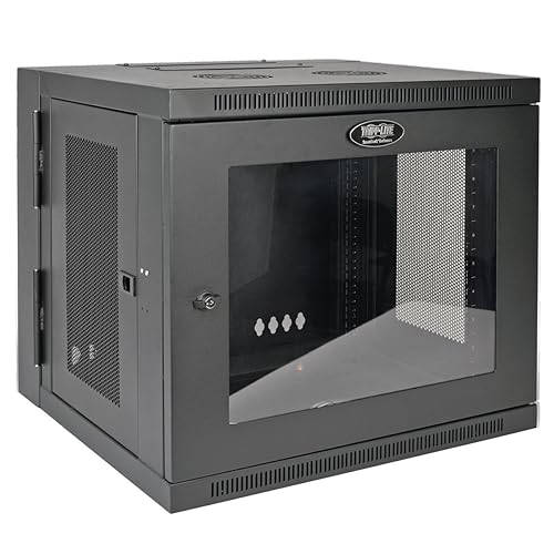 Tripp Lite 10U Wall Mount Rack Enclosure Server Cabinet with Acrylic Glass Window, Hinged, 20.5 Deep, Switch-Depth, Black