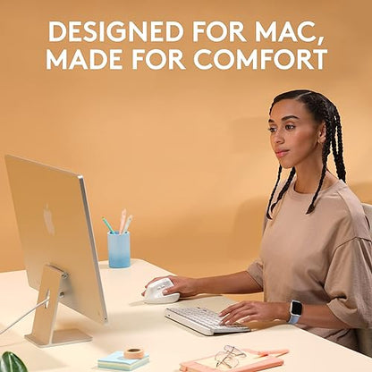 Logitech Lift for Mac Wireless Vertical Ergonomic Mouse, Bluetooth, Quiet Clicks, Silent Smartwheel, 4 Customizable Buttons, for macOS/iPadOS/MacBook Pro/MacBook Air/iMac/iPad - Off White