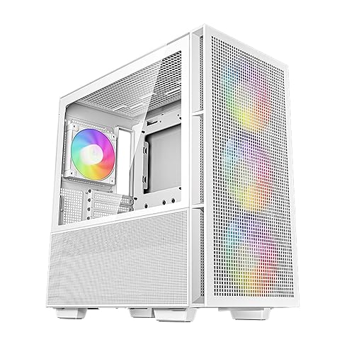 DeepCool CH560 WH ATX Airflow case, 3X Pre-Installed 140mm ARGB Fans, Hybrid Mesh/Tempered Glass Side Panel, Magnetic Top Mesh Filter, Type-C, USB 3.0, White White CH560 White