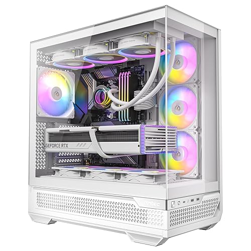 Antec C7 ARGB White, RTX 40 GPU Support, 4 x 120mm ARGB PWM Fans Included, Vertical Cooling, Type-C 10Gbps, Seamless Tempered Glass Front & Side Panels, 360mm Radiator Support, Mid-Tower E-ATX PC Case
