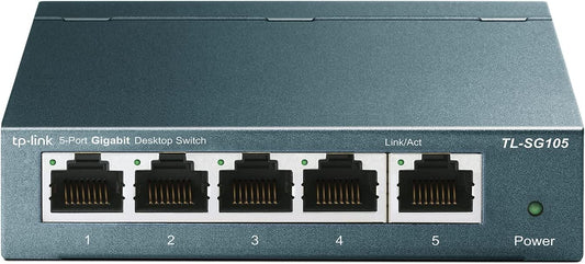 TP-Link TL-SG105 | 5 Port Gigabit Unmanaged Ethernet Network Switch, Ethernet Splitter | Plug &amp; Play | Fanless Metal Design | Shielded Ports | Traffic Optimization | Limited Lifetime Protection