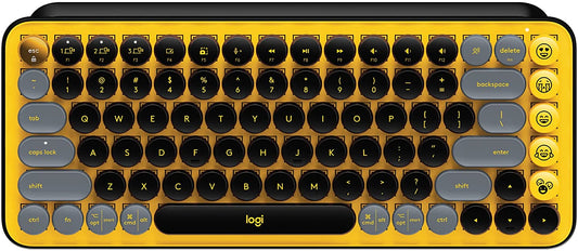 Logitech POP Keys Mechanical Wireless Keyboard with Customizable Emoji Keys, Durable Compact Design, Bluetooth or USB Connectivity, Multi-Device, OS Compatible - Blast Yellow Blast Yellow POP Keys