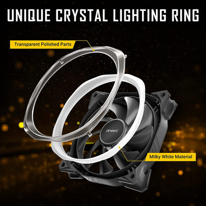 Antec RGB Fans, PC Fans, 5V-3PIN Addressable RGB Fans, 120mm Fan with Controller, Motherboard SYNC with 5V-3PIN, Fusion Series Black 3 Packs 3 Packs Black 3 Packs