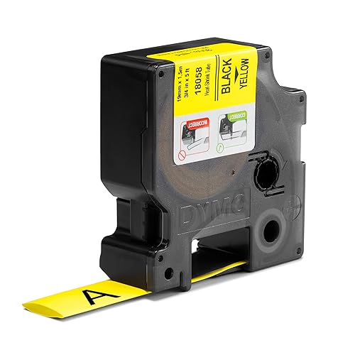 DYMO Rhino Industrial Heat-Shrink Labels, 3/4" Tube, Black Print on Yellow Black on Yellow 3/4" (19MM)