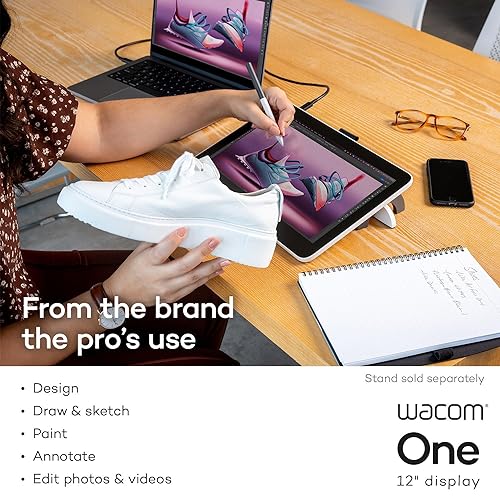 Wacom One 12 Drawing Tablet with Screen (2023), Full-Laminated 11.6” HD Screen Graphics Monitor, Works with Mac, PC & Chromebook for Drawing, Photo/Video Editing, Design, & Education