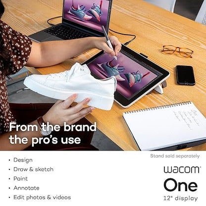 Wacom One 12 Drawing Tablet with Screen (2023), Full-Laminated 11.6” HD Screen Graphics Monitor, Works with Mac, PC & Chromebook for Drawing, Photo/Video Editing, Design, & Education