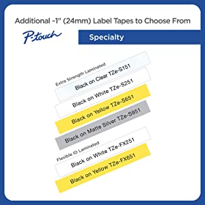 Brother Genuine P-touch TZE-S251 Tape, 1" (0.94") Wide Extra-Strength Adhesive Laminated Tape, Black on White, Laminated for Indoor or Outdoor Use, Water-Resistant, 0.94" x 26.2' (24mm x 8M), TZES251 Black on White 0.94 x 26.2 Inches Tape Cassette