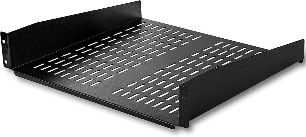 StarTech.com 2U Server Rack Shelf - Universal Vented Rack Mount Cantilever Tray for 19" Network Equipment Rack &amp; Cabinet - Heavy Duty Steel - Weight Capacity 50lb/23kg - 16" Deep Shelf (CABSHELFV) 2U 16" Depth Rack Shelf