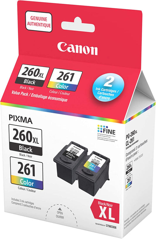 Genuine Canon PG-260XL Black &amp; CL-261 Value Pack
