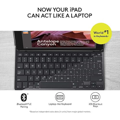 Logitech Slim Folio with Integrated Bluetooth Keyboard for iPad (5th and 6th Generation) Tablet Keyboard