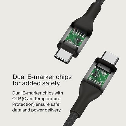 Belkin BoostCharge USB-C to USB-C Power Cable (2M, 6.6ft), Fast Charging Cable with 240W Power Delivery, USB-IF Certified, Compatible with MacBook Pro, Chromebook, Samsung Galaxy, iPad, & More - Black 2M Black