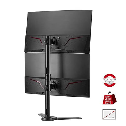SIIG Freestanding Adjusting Vertical Dual Monitor Steel Stand 17" to 32" - 75x75 100x100 VESA
